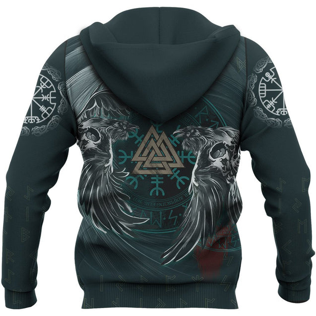 Viking Hoodie Ravens Skull Tattoo HP261210-Apparel-HP Arts-Hoodie-S-Vibe Cosy™