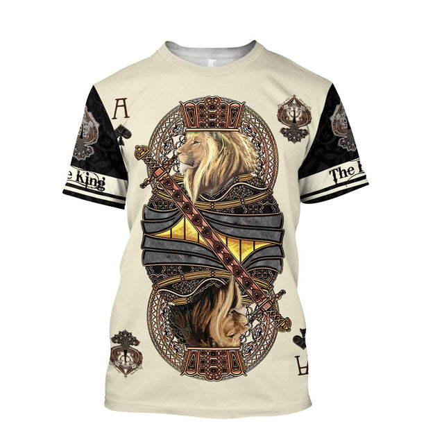 King Ace Spade Lion Poker 3D All Over Printed Unisex Shirts