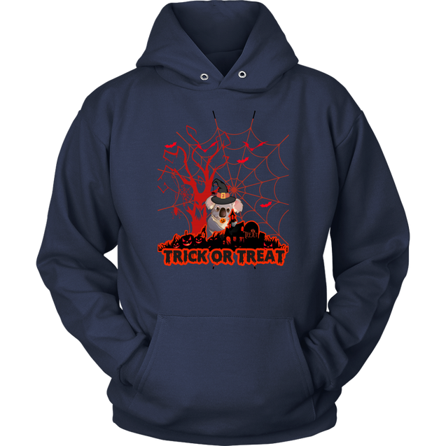 Australian Koala Trick or Treat Halloween Red T-Shirt 01 H9-T-SHIRTS-HP Arts-Unisex Hoodie-Navy-S-Vibe Cosy™