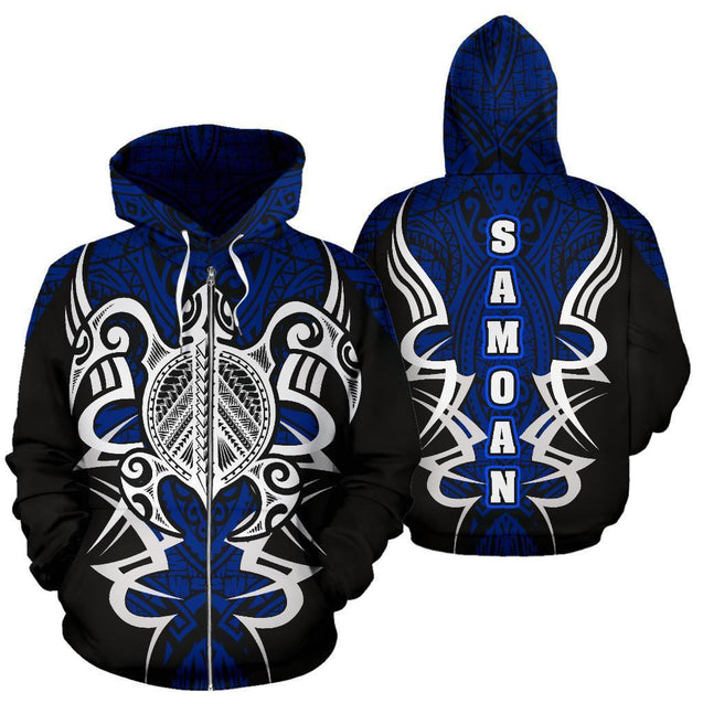 Samoan Turtle Polynesian Hoodie - Armor Style 03 PL-ALL OVER PRINT HOODIES (P)-PL8386-Zip-up Hoodie-5XL-Vibe Cosy™