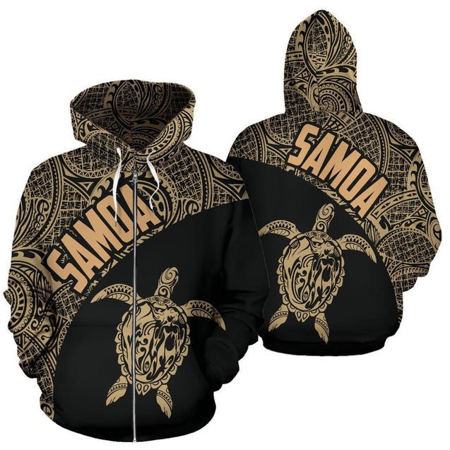 Samoa Hoodie Turtle Mermaid Polynesian Gold-ALL OVER PRINT HOODIES (P)-Phaethon-Zip-up Hoodie-5XL-Vibe Cosy™