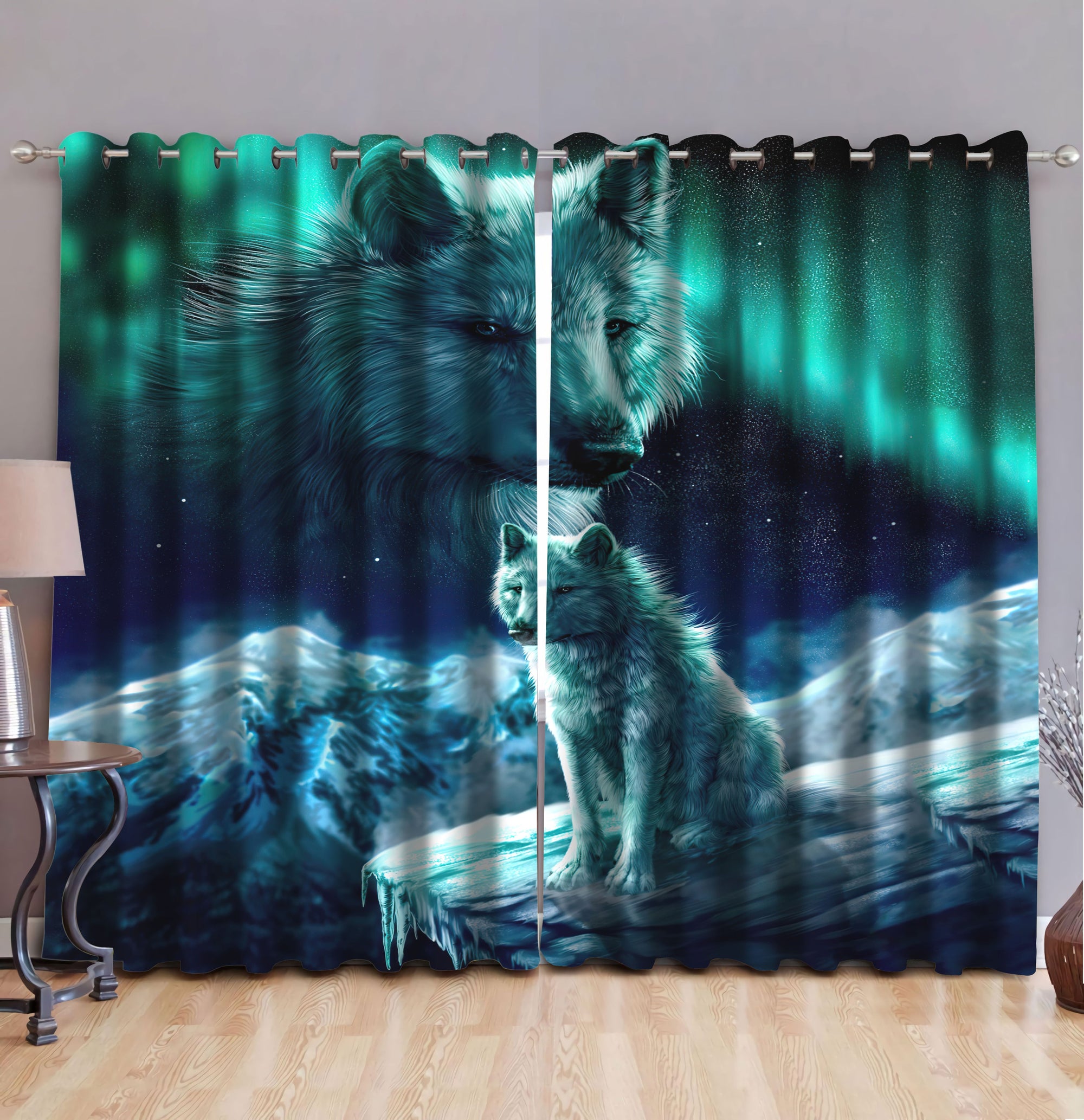 Wolf 3D All Over Printed Window Curtains