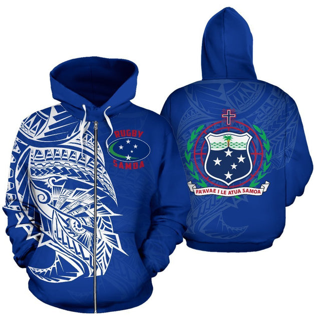 Samoa Rugby Hoodie Blue K4-ALL OVER PRINT HOODIES (P)-Phaethon-Zip-up Hoodie-5XL-Vibe Cosy™