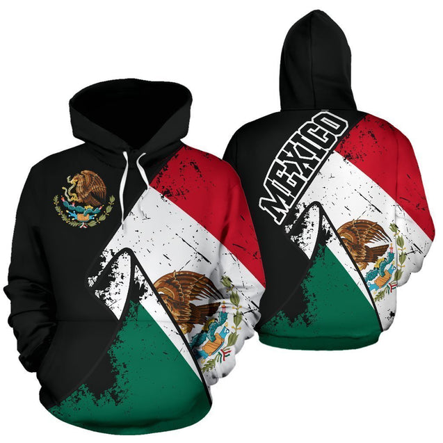 Mexico Special Grunge Flag Pullover Hoodie-Apparel-Phaethon-Hoodie-S-Vibe Cosy™