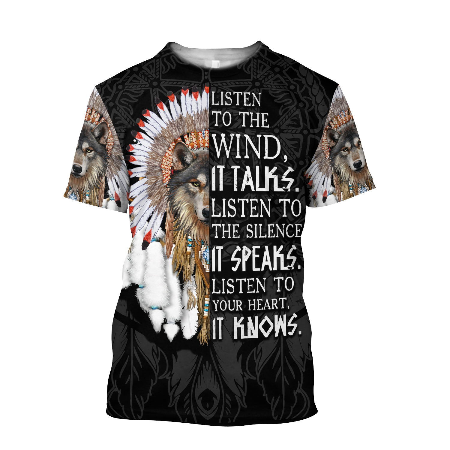 Wolf Native American Hoodie 3D All Over Printed Shirts