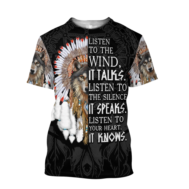 Wolf Native American Hoodie 3D All Over Printed Shirts