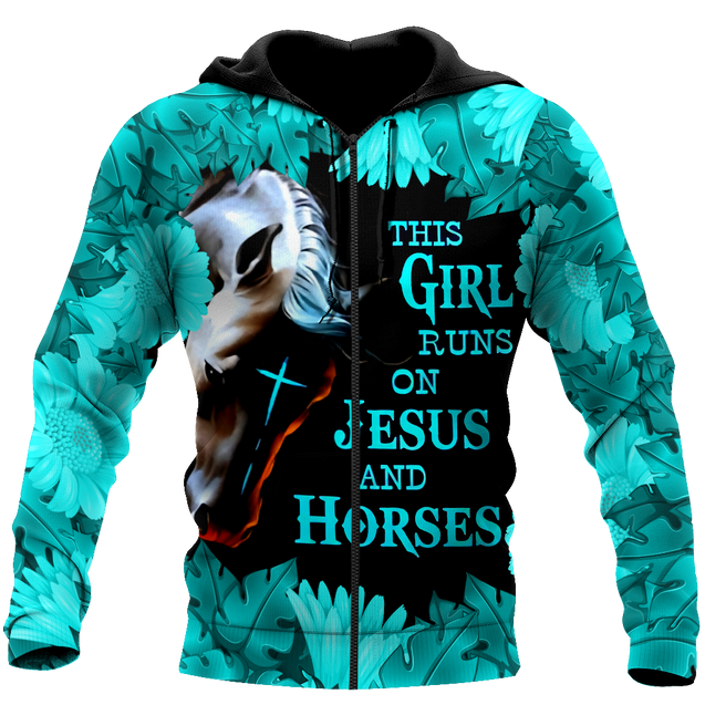 This Girl Runs On Jesus And Horses Shirts Hoodie HHT12082001