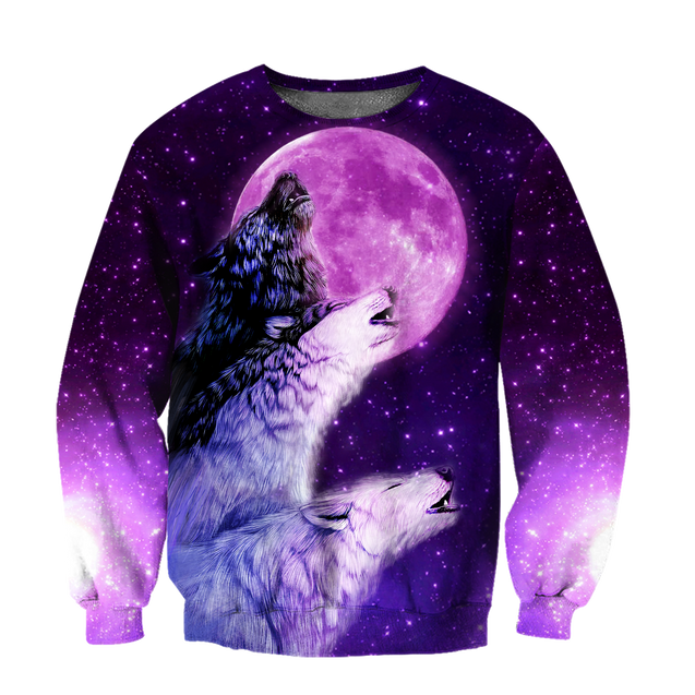 All Over Printed Purple Wolves Hoodie DA300920201-MEI