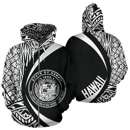 Hawaii Polynesian Hoodie - Circle Style 02 - White Color AH-ALL OVER PRINT HOODIES (P)-Phaethon-ZIP-UP Hoodie-S-Vibe Cosy™