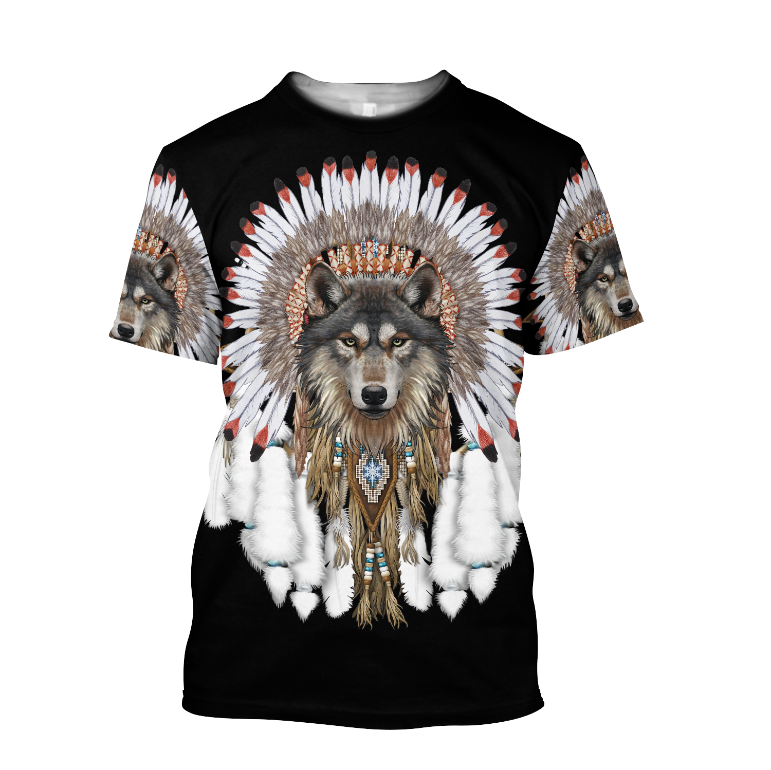 Wolf Native American Hoodie 3D All Over Printed Shirts