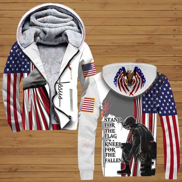 Stand For The Flag Kneel For The Fallen 3D All Over Printed Shirts For Men and Women TA0706201-Apparel-TA-FLEECE ZIP-UP HOODIE-S-Vibe Cosy™