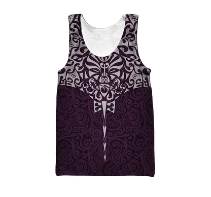New zealand hoodie manta maori ta moko purple 3d all over printed shirt and short for man and women-Apparel-PL8386-Tank top-S-Vibe Cosy™