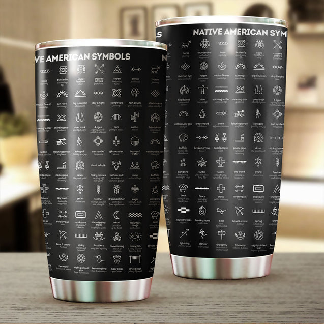 NATIVE AMERICAN SYMBOLS STAINLESS STEEL TUMBLER TA031816-TA-Vibe Cosy™