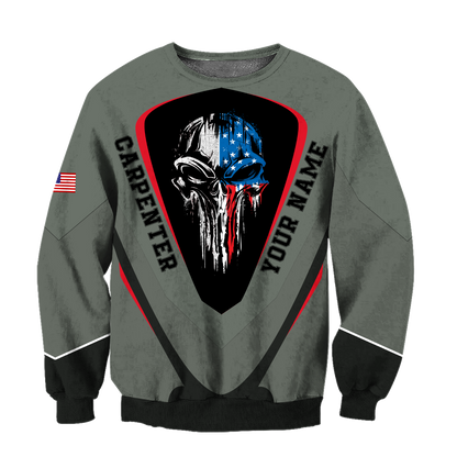 Carpenter Skull Customize Name 3D Unisex Shirts