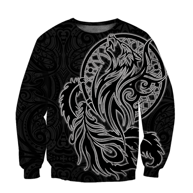 Maori dream catcher wolf tattoo 3d all over printed shirt and short for man and women HHT17072002-Apparel-PL8386-Sweatshirt-S-Vibe Cosy™