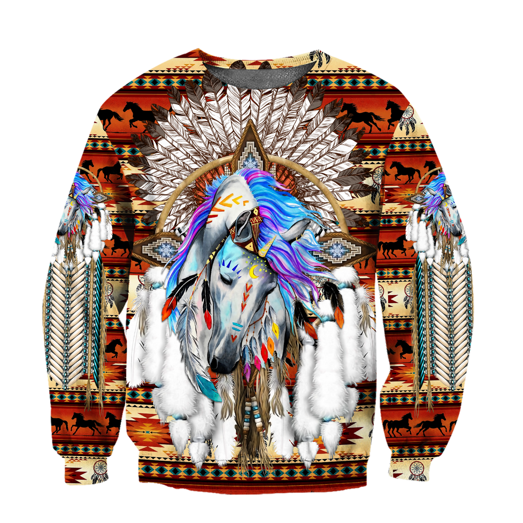 Horse Dreamcatcher Native American Blue Hoodie 3D All Over Printed Shirts DA140920203-LAM