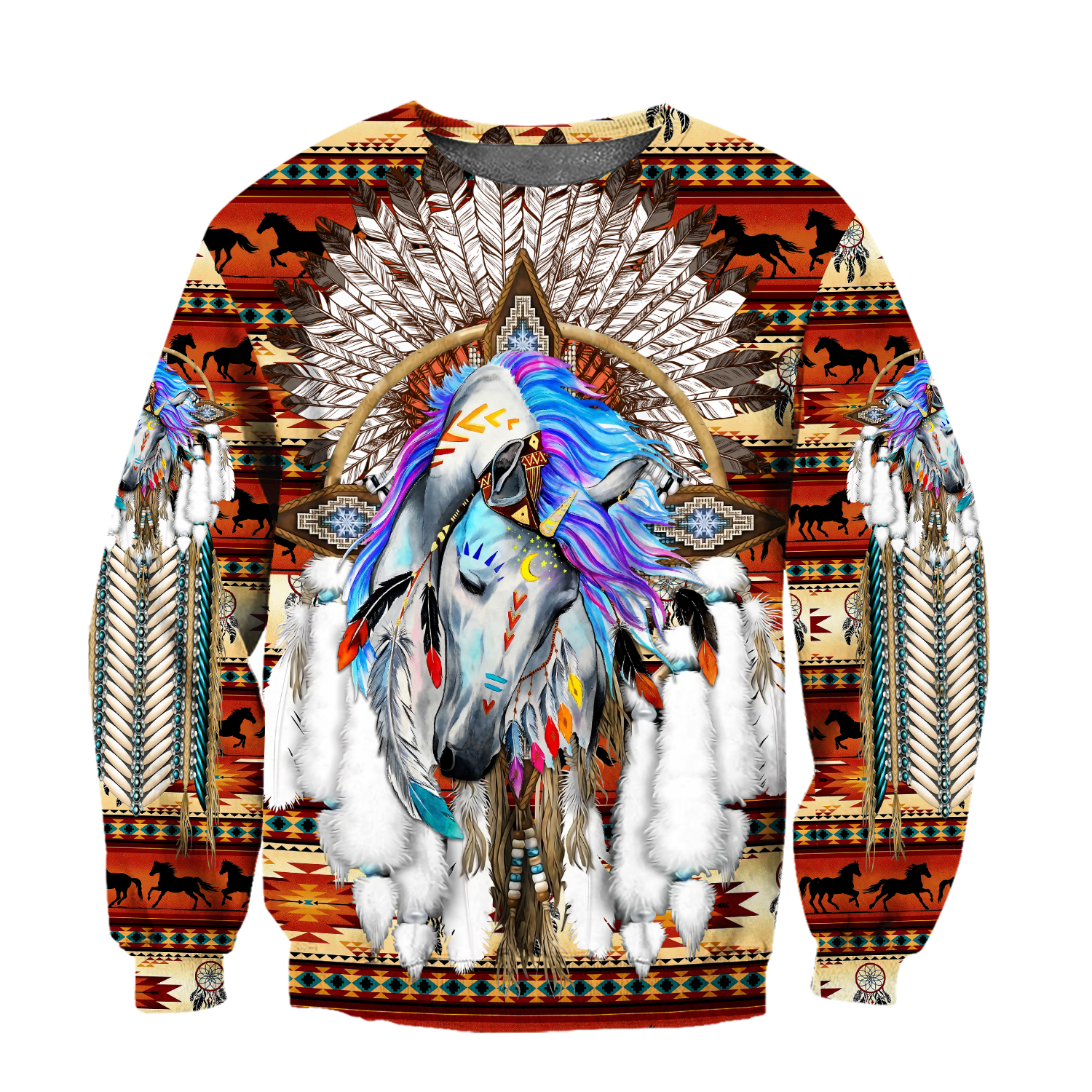 Horse Dreamcatcher Native American Blue Hoodie 3D All Over Printed Shirts DA140920203-LAM