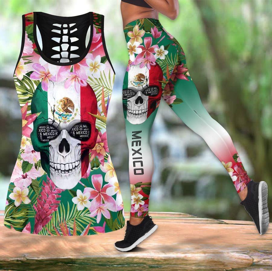 Mexico Girl Flower Skull Combo Tank Top + Legging TA062703-Apparel-TA-S-S-Vibe Cosy™