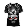 3D Tattoo Skull Tiger Over Printed Shirt for Men and Women