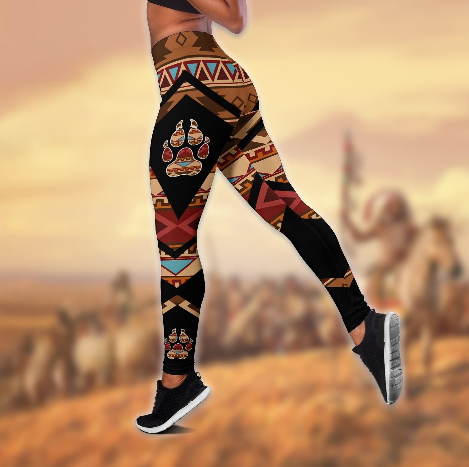 Native American 3D All Over Printed Legging + Hollow Tank