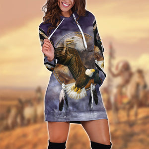 Eagle  Native American 3D All Over Printed Hoodie Dress