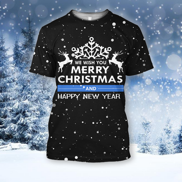 All Over Print Deer Christmas 2-Apparel-HbArts-T-Shirt-S-Vibe Cosy™