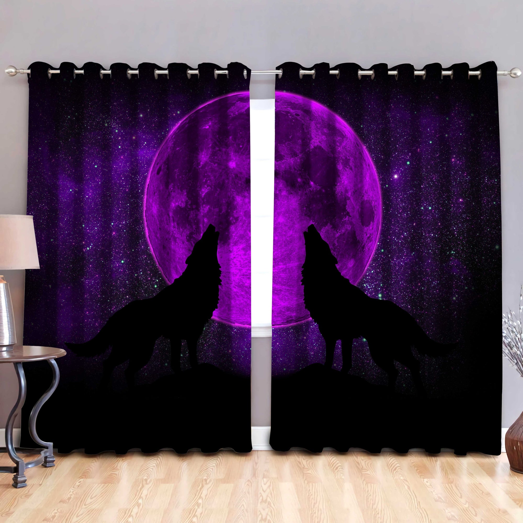 Wolf 3D All Over Printed Window Curtains