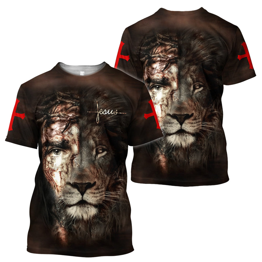 Jesus and Lion 3D All Over Printed Unisex T-Shirt