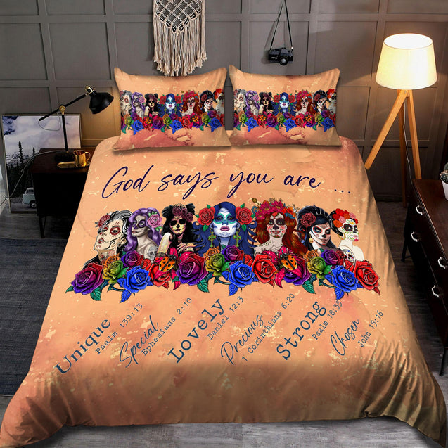 God Says You Are- Skull Girls Bedding Set MH1008204-TQH