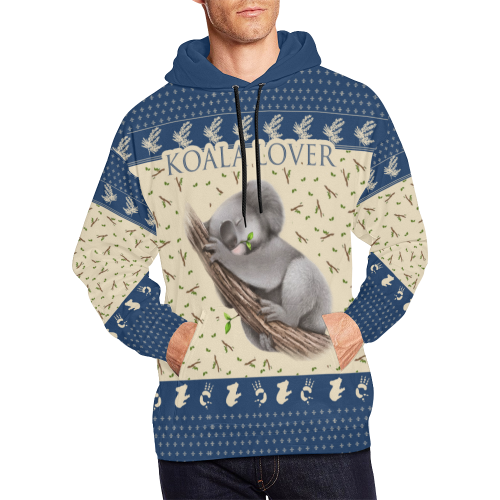 Hoodie Australia Koala Lover™ K5-ALL OVER PRINT HOODIES-HP Arts-Men-XXXL-Blue Mix Creme-Vibe Cosy™