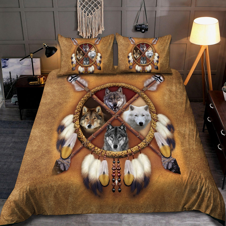 Native American Wolf 3D All Over Printed Bedding Set