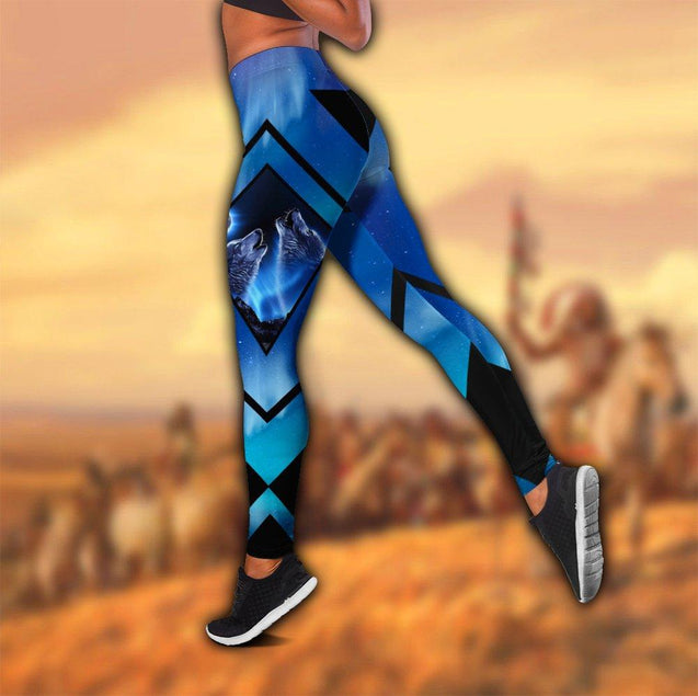 Wolf 3D All Over Printed Legging + Hollow Tank