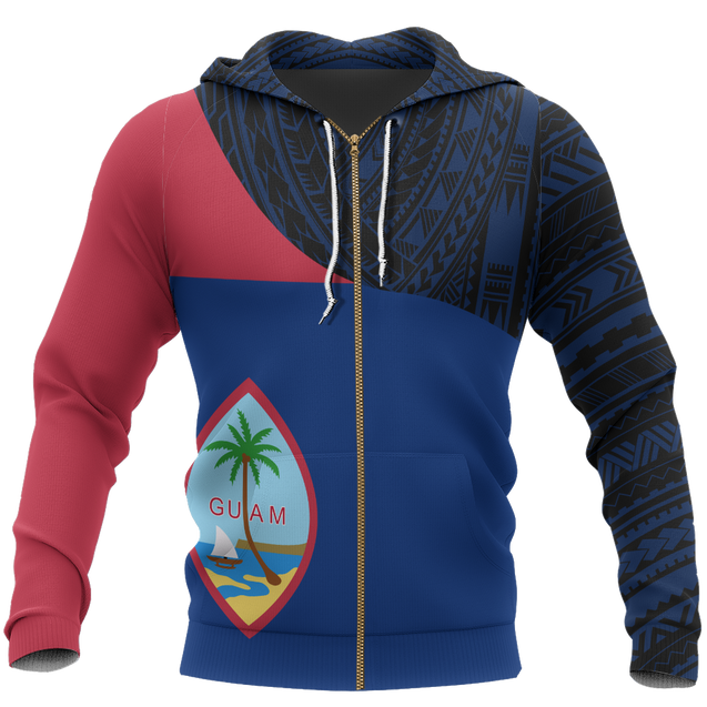 Guam Flag Curve Concept Allover Hoodie-Apparel-HP Arts-Zipped Hoodie-S-Vibe Cosy™