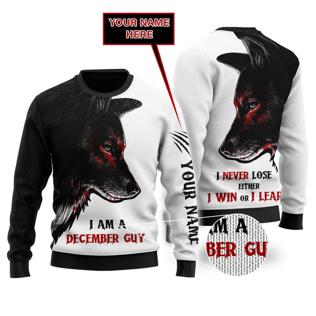 Custom Name December Guy Wolf 3D All Over Printed Unisex Shirts