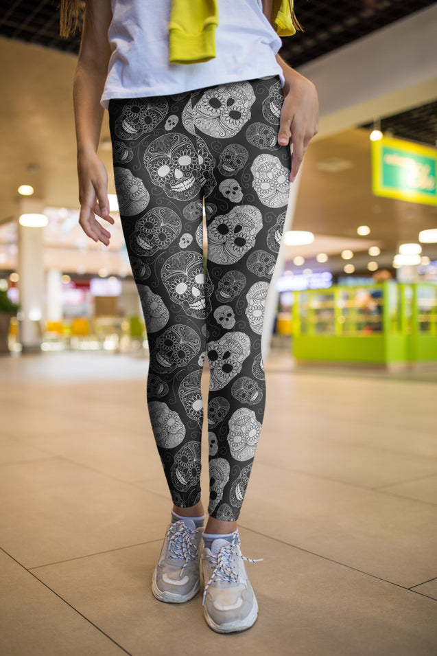 3D All Over Print White Skull Legging-Apparel-Khanh Arts-Legging-S-Vibe Cosy™