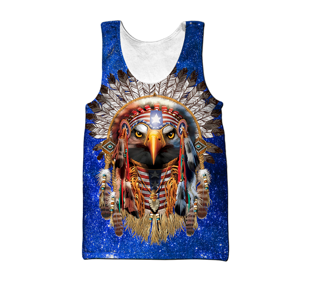 Eagle Native American Blue Galaxy 3D All Over Printed Shirts DA140920202-LAM