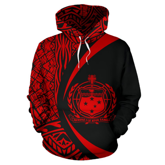 Samoa Polynesian Hoodie - Circle Style Red Color - AH - J1-ALL OVER PRINT HOODIES (P)-Phaethon-Hoodie-S-Vibe Cosy™