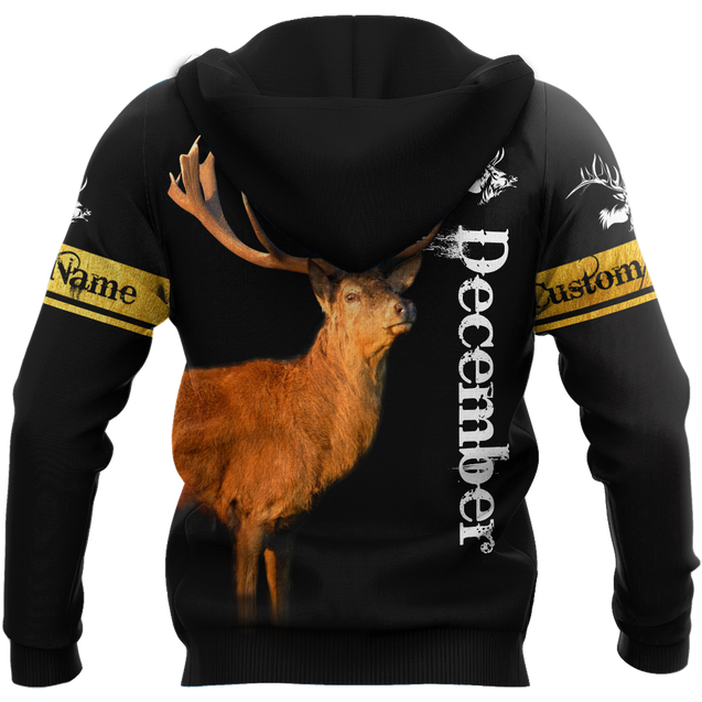 Premium December Deer Customize Name 3D All Over Printed Shirts