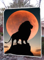 Lion in Sunset Portrait blanket