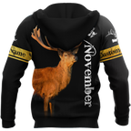 Premium November Deer Customize Name 3D All Over Printed Shirts