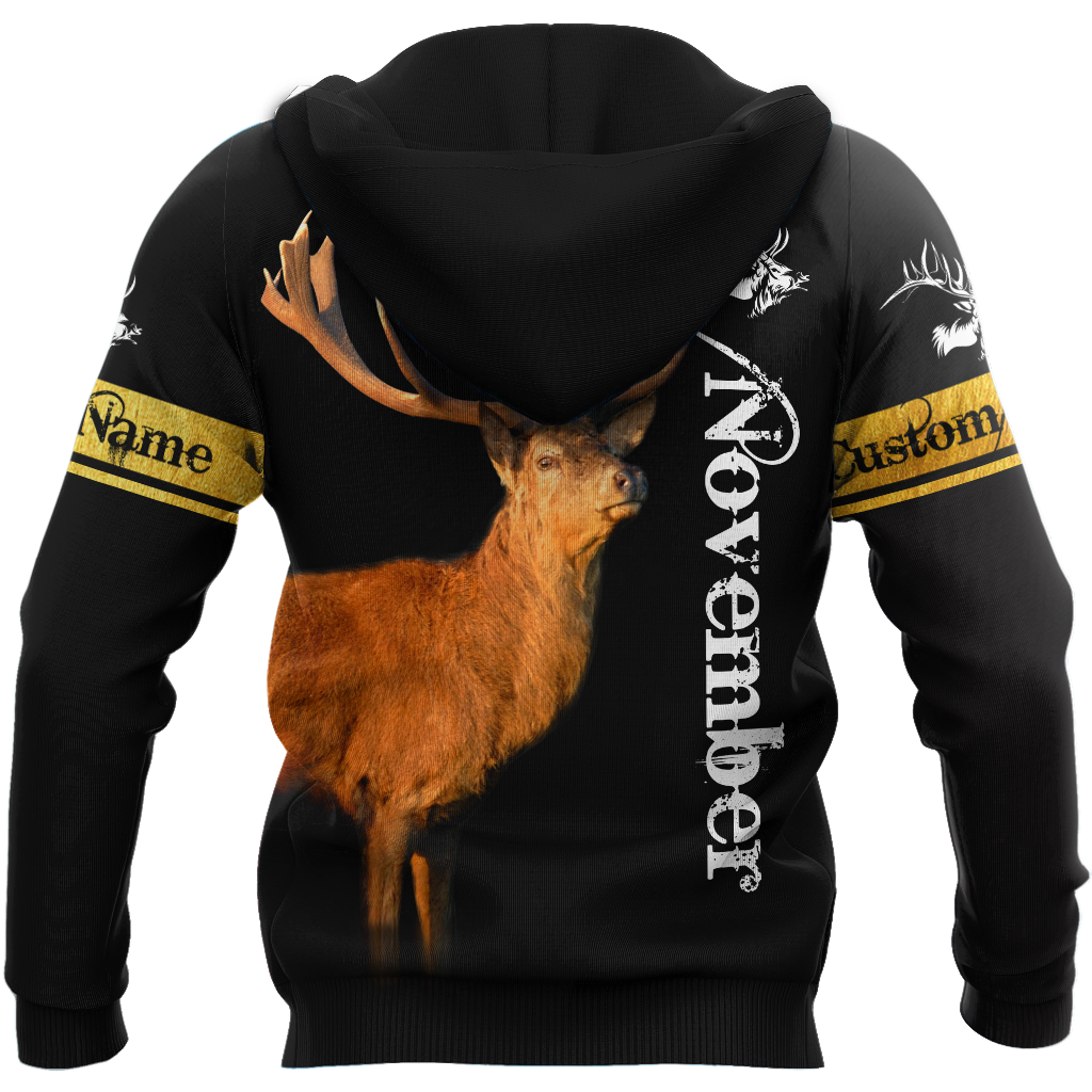 Premium November Deer Customize Name 3D All Over Printed Shirts