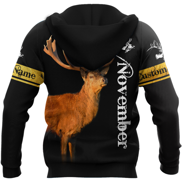 Premium November Deer Customize Name 3D All Over Printed Shirts