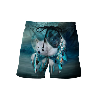 Native American Beautiful Wolf Couple Hoodie-MEI