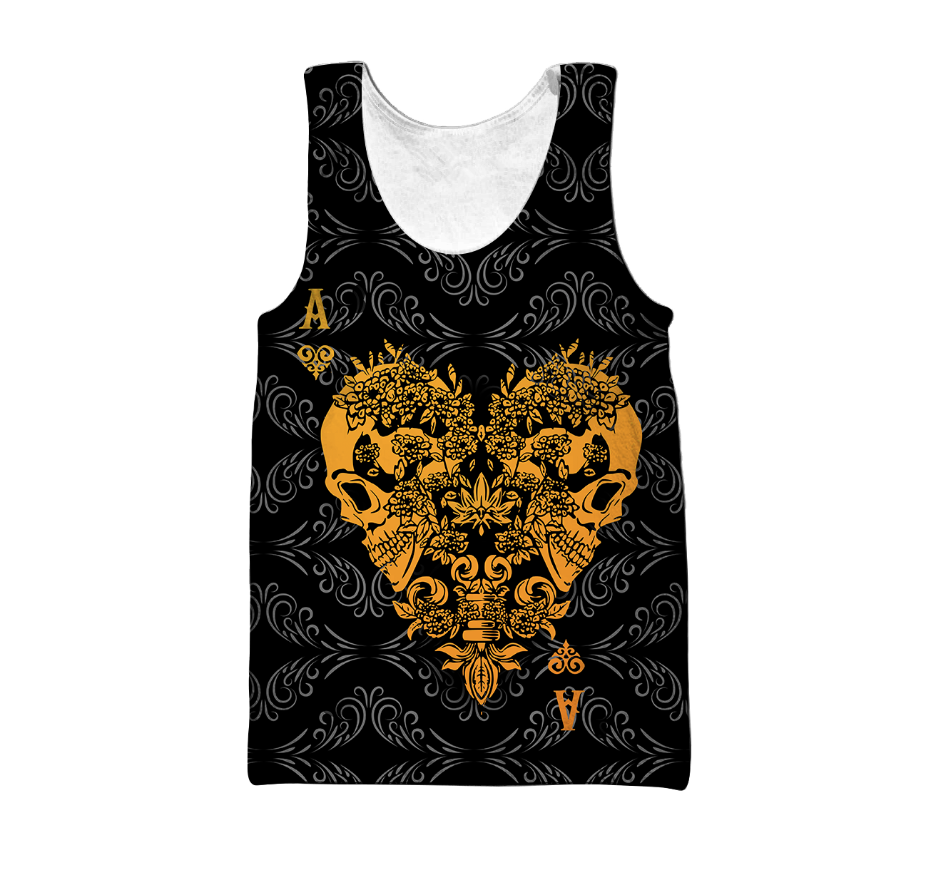 3D Ace Heart Skull Poker Over Printed Hoodie
