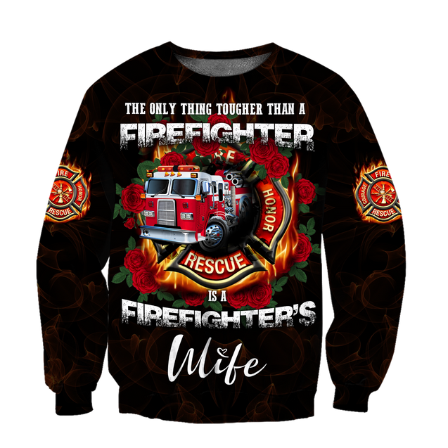 All Over Printed Firefighter's Wife Hoodie MEI