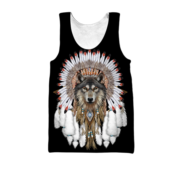 Wolf Native American Hoodie 3D All Over Printed Shirts