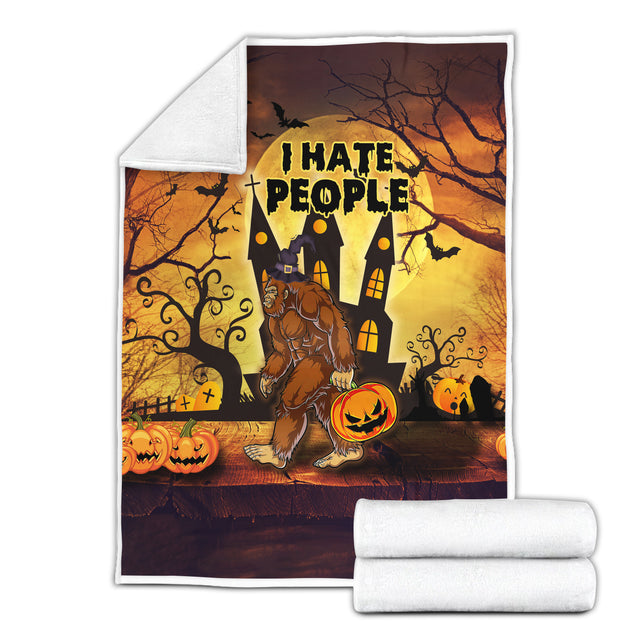 I hate People Bigfoot Funny Halloween Blanket