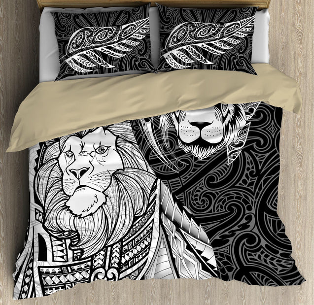 Lion maori tattoo silver fern bedding set-Bedding-PL8386-Twin-Vibe Cosy™