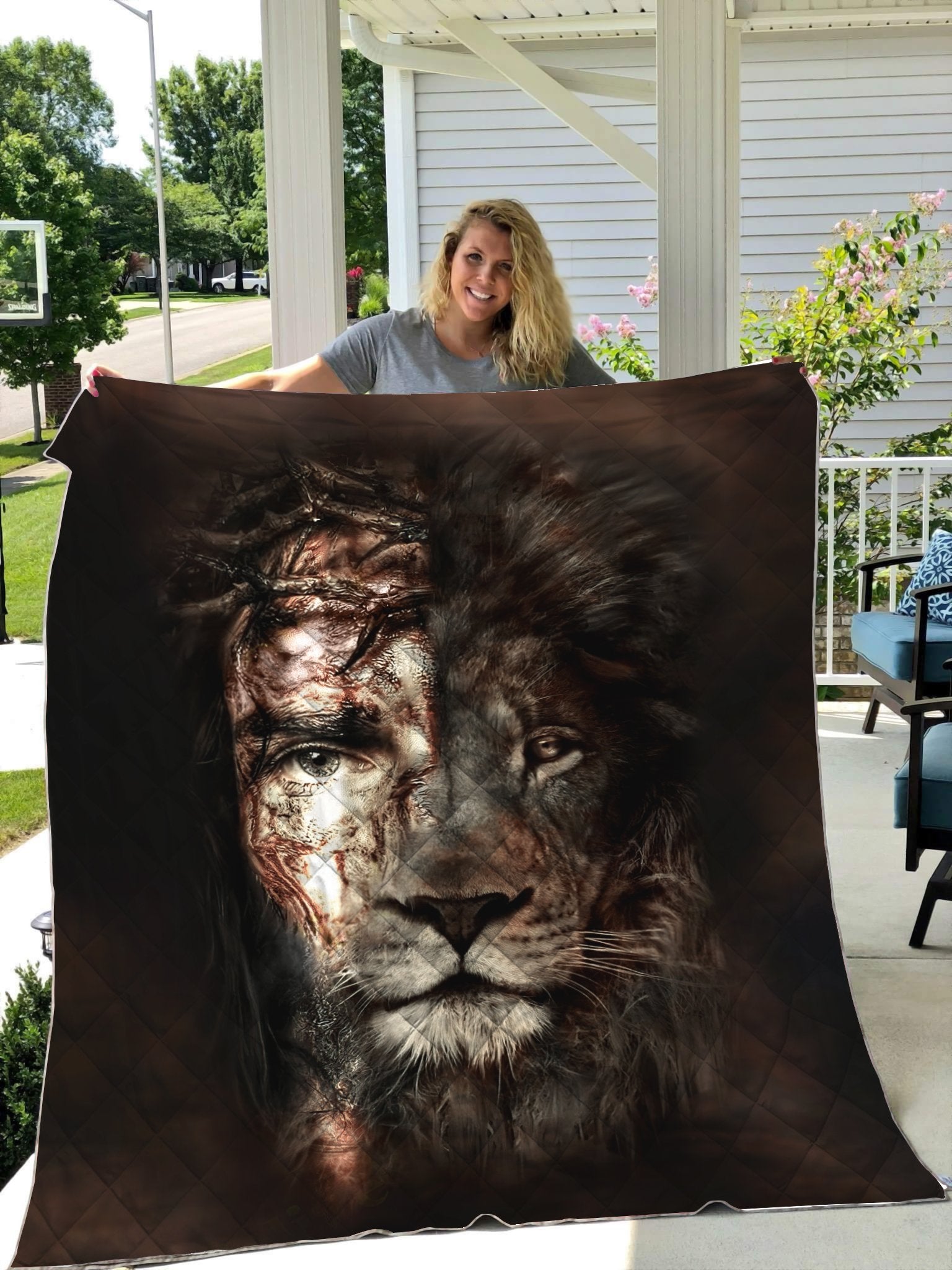 Jesus and Lion 3D Full Printing Soft and Warm Quilt