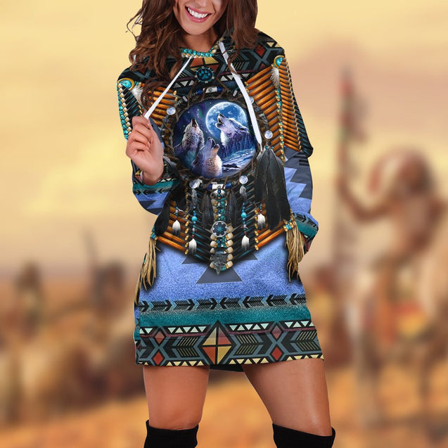 Native American 3D All Over Printed Hoodie Dress